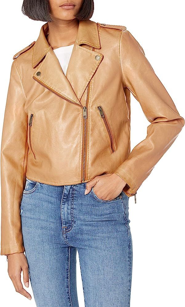 Amazon.com: The Drop Women's Carmen Faux Leather Moto Jacket, Goldenrod, XS: Clothing | Amazon (US)