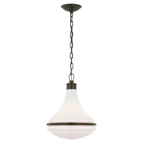 Wesley Updated Traditional White Glass Single Pendant | Kathy Kuo Home