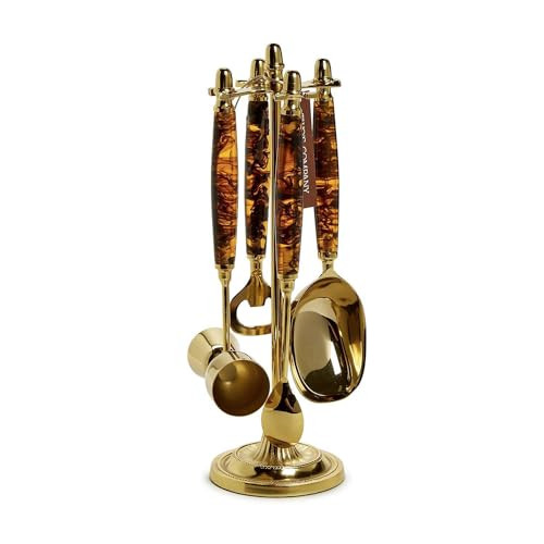 Amazon.com: Two's Company 4 Piece Tortoise Print Bar Set with Stand, Includes Bottle Opener, Scoo... | Amazon (US)