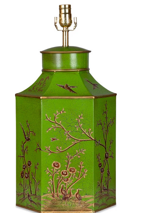 Moss Green & Gold Hexagon Lamp | The Enchanted Home