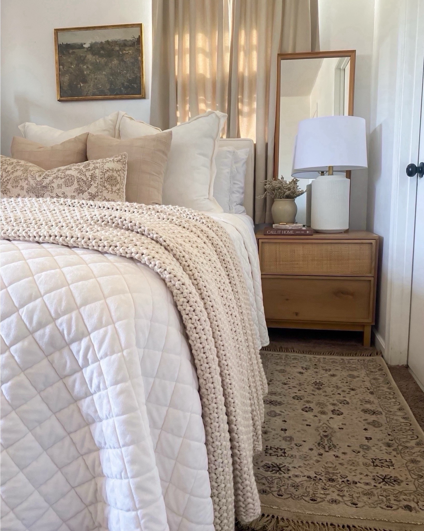 Master bedroom refresh ✨ landscape art, quilt, bedding inspo, lumbar pillow, casaluna throw blanket, nightstand, master bedroom, pillow covers, amazon home decor, pillow combo, tall lamp, coffee table book, bedroom styling idea, nightstand style idea



#LTKHome #LTKmorningroutine #LTKSeasonal