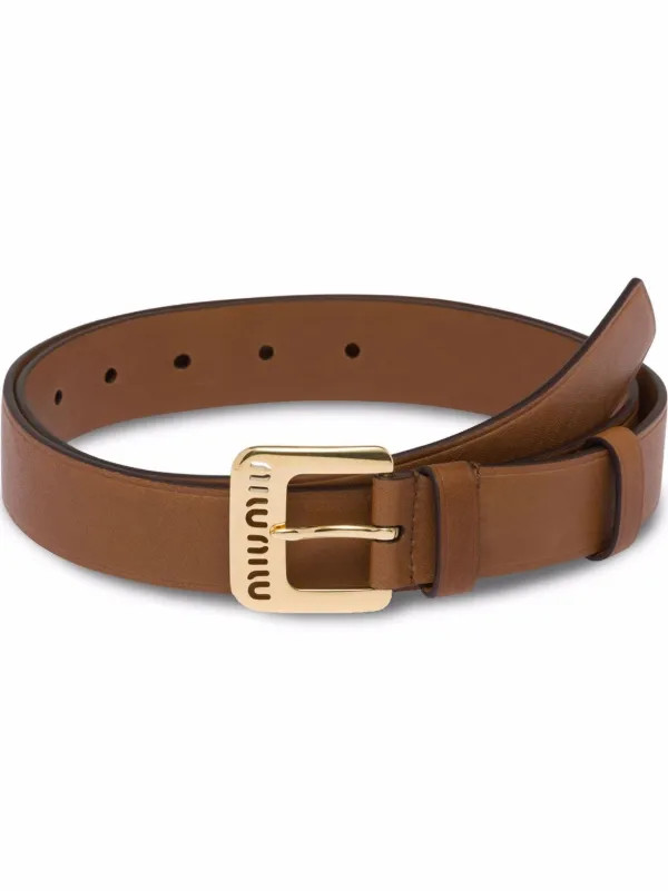 Miu Miu cut-out Logo Leather Belt | Brown | FARFETCH AU | Farfetch Global