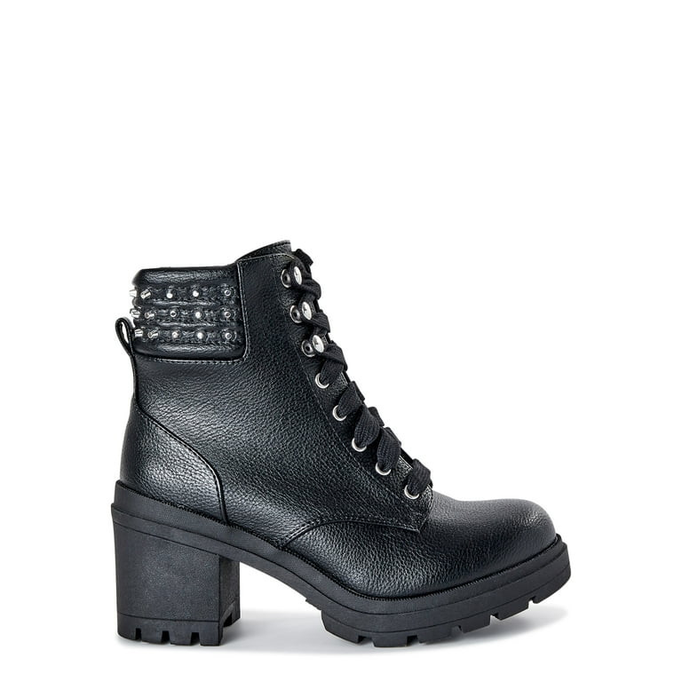 No Boundaries Women's Studded Heeled Motto Boot | Walmart (US)