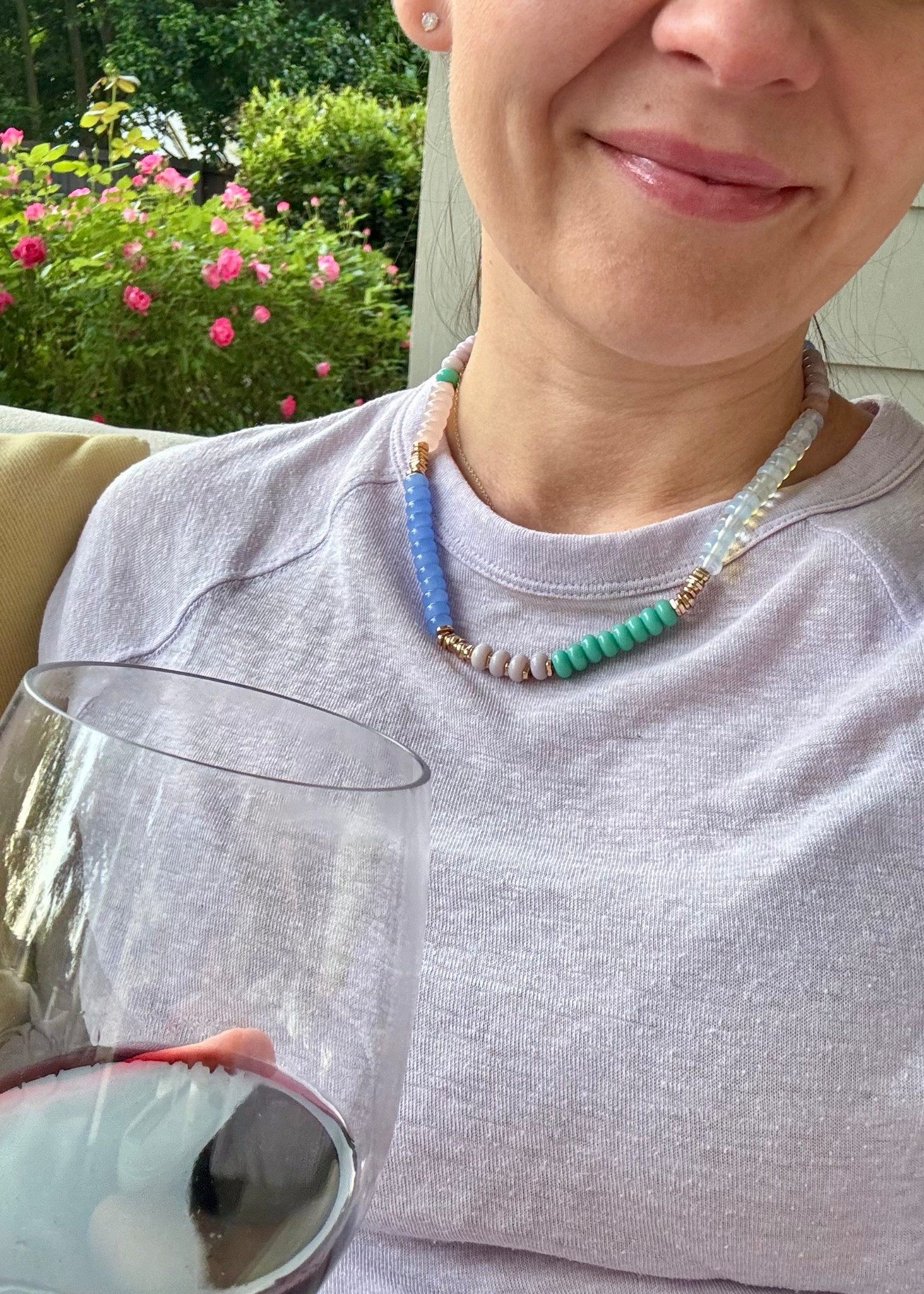 A pretty gemstone necklace & a glass of wine 🤌🏻 

#LTKStyleTip