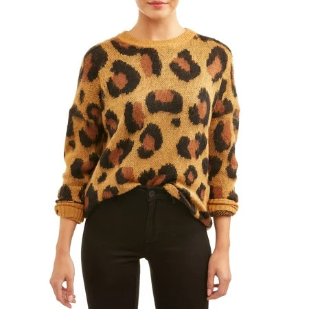 Women's Leopard Print Sweater | Walmart (US)