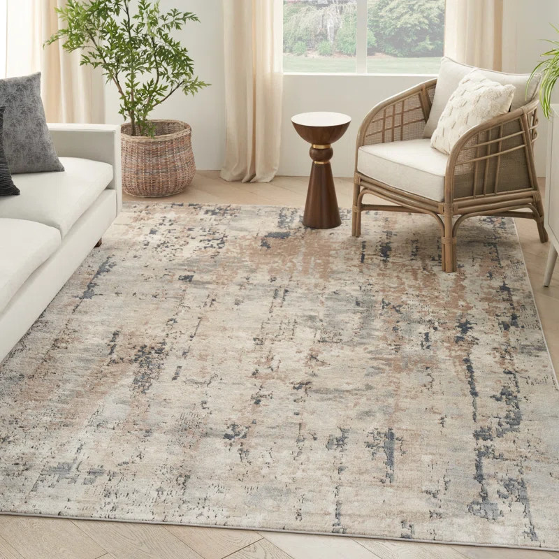 Addie Machine Woven / Power Loomed Slate Gray/Light Beige/Ivory Rug | Wayfair North America