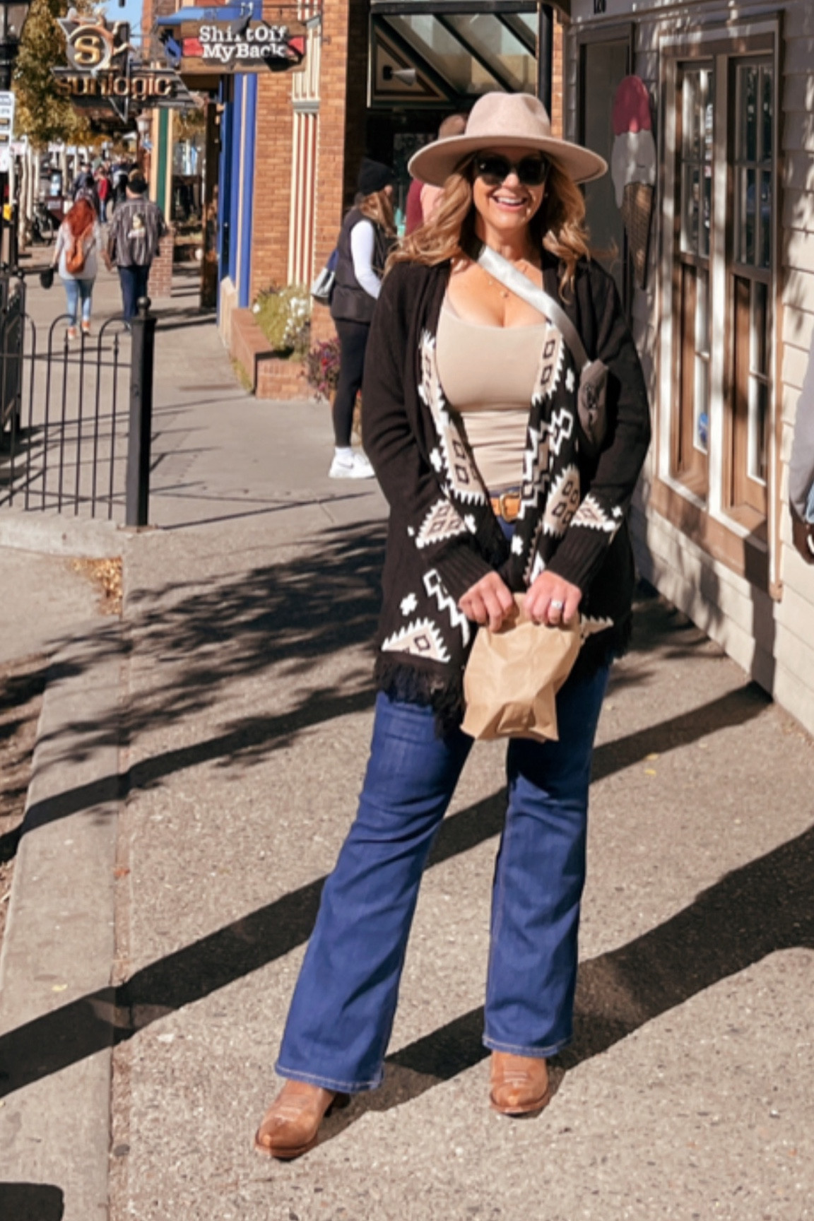 Breckenridge outfit. Fringe duster cardigan. Bootcut jeans. Western boots. Western style. Felt hat. Fall fashion. Fall photos. Fall style  

#LTKxPrime #LTKSeasonal #LTKmidsize