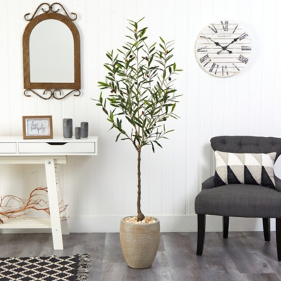 5.5' Olive Artificial Tree in Sand Colored Planter, Green | Ashley