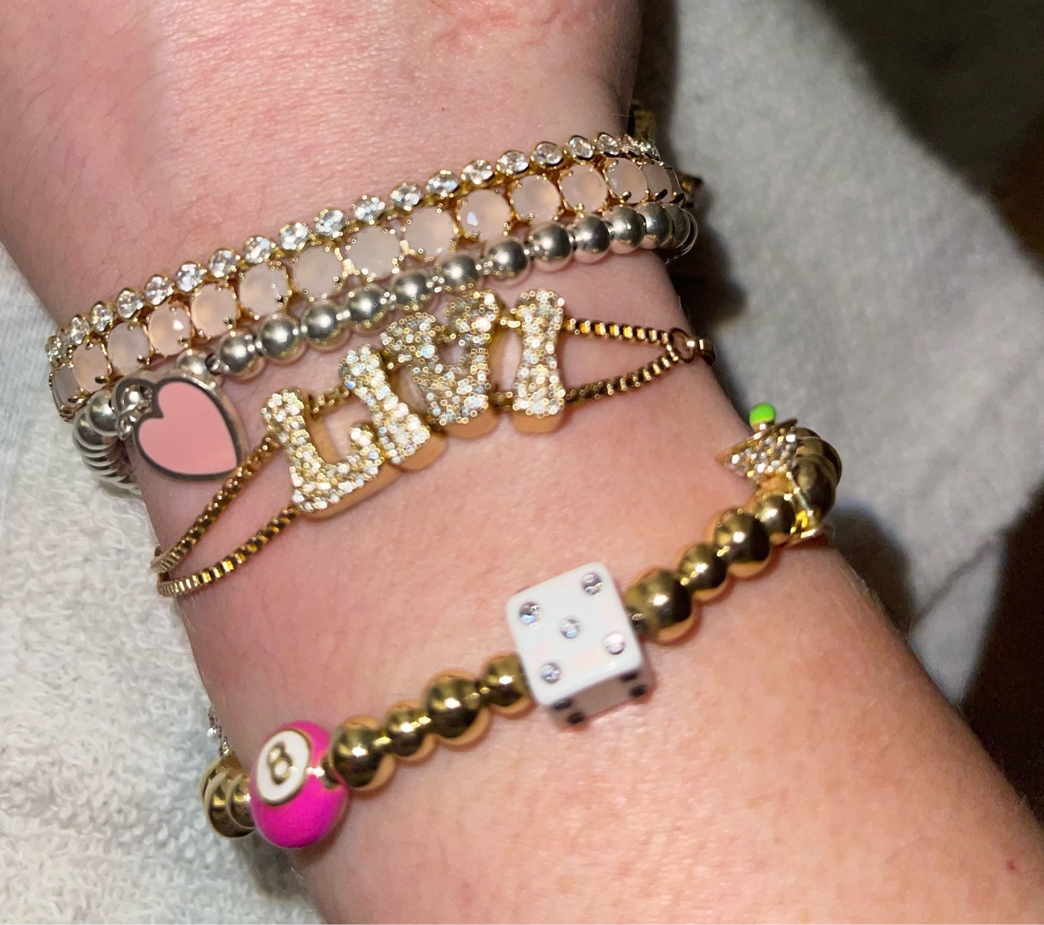 Other everyday bracelet additional (minus the Tiffany one that i can’t link)
The custom charm bracelet from bauble car is too cute - mine has a dice, paw print, 8 ball , martini and shamrock on it

#LTKfindsunder100 #LTKfindsunder50 #LTKsalealert