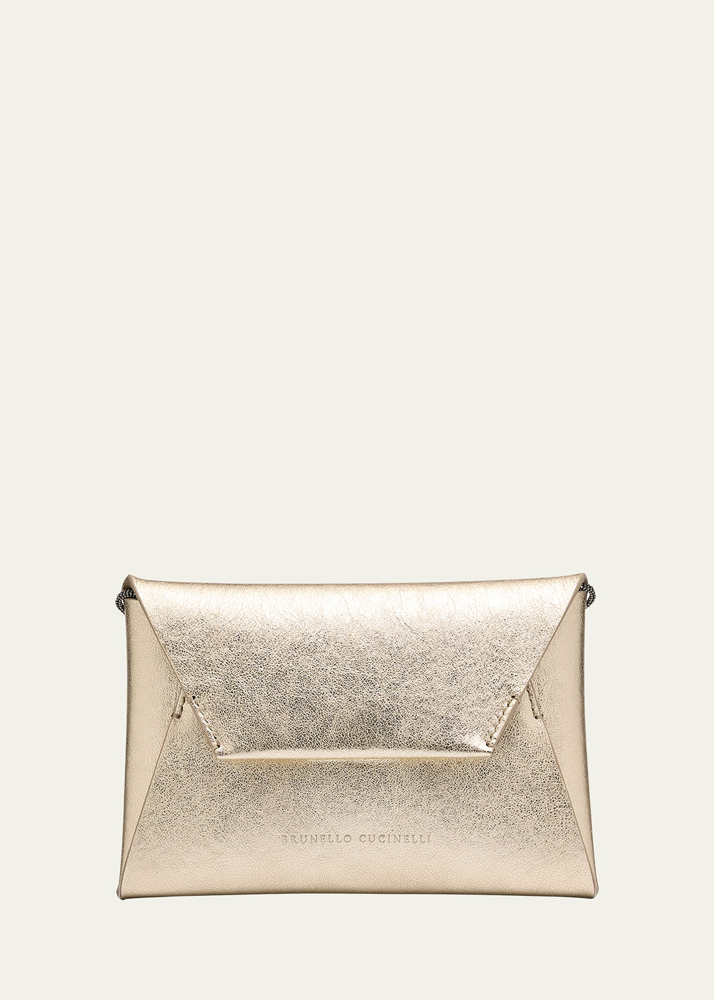 Brunello Cucinelli Envelope Flap Metallic Leather Clutch Bag | Bergdorf Goodman