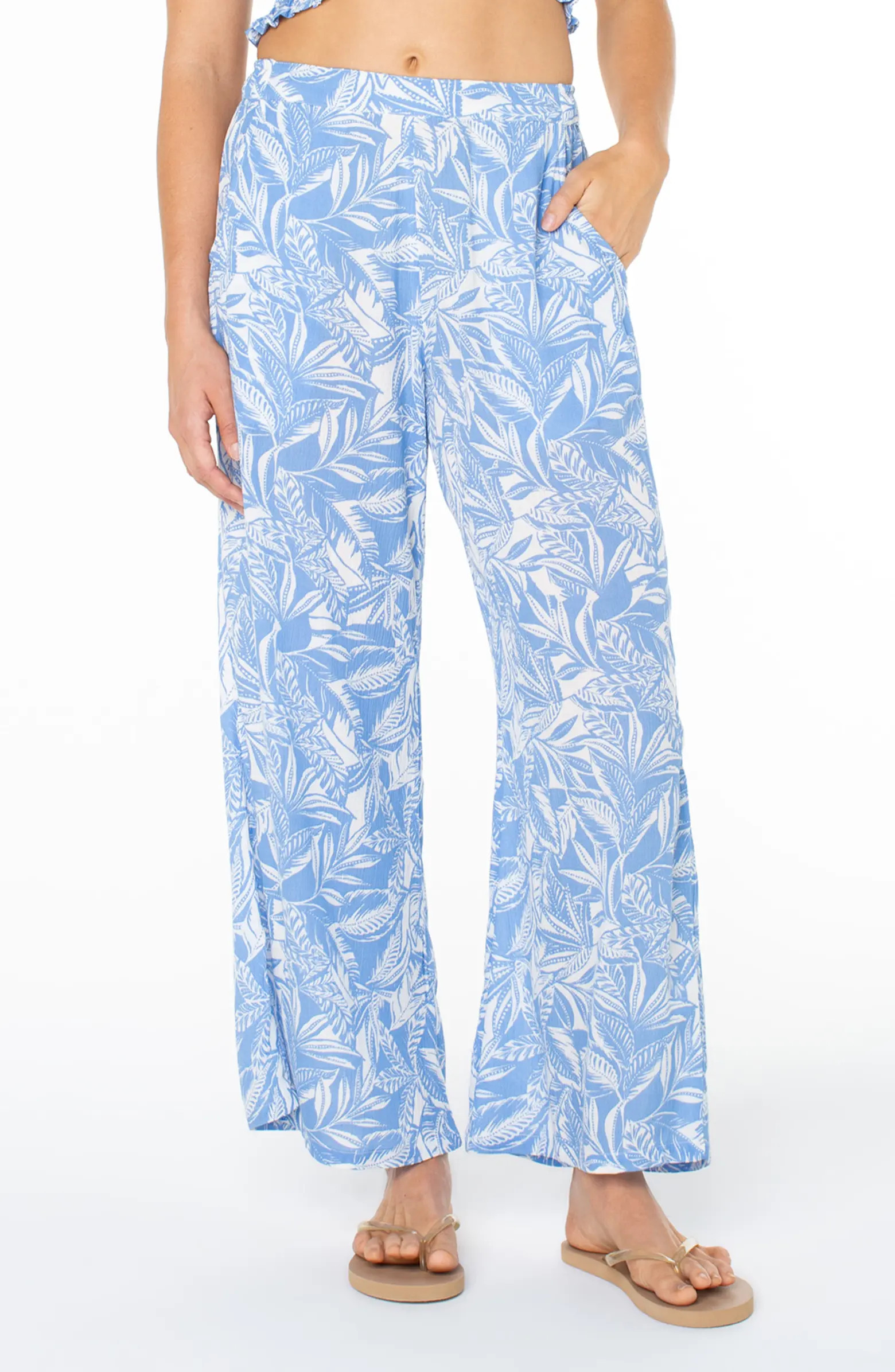 Midnight Avenue Tropical Palm Wide Leg Pants | Nordstrom