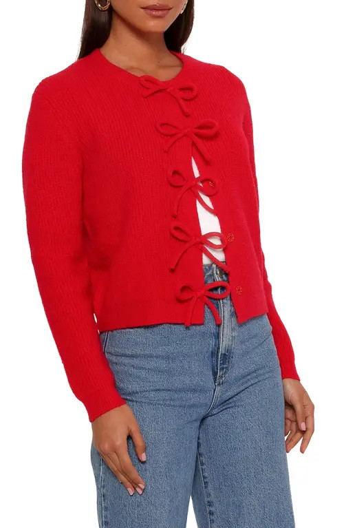 Petal & Pup Wilde Bow Front Cardigan in Red at Nordstrom, Size Large | Nordstrom