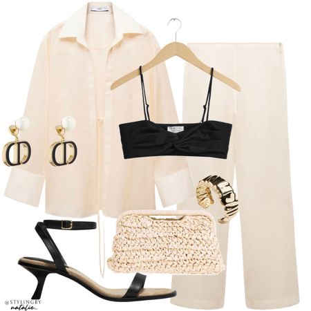 Linen co ord, open shirt and trousers,bralette, kitten heels, raffia clutch bag, Dior earrings and gold bangle.
Holiday outfit, vacation outfit, neutral look, going out style, summer outfit, ootd summer.

#LTKstyletip #LTKtravel #LTKSeasonal