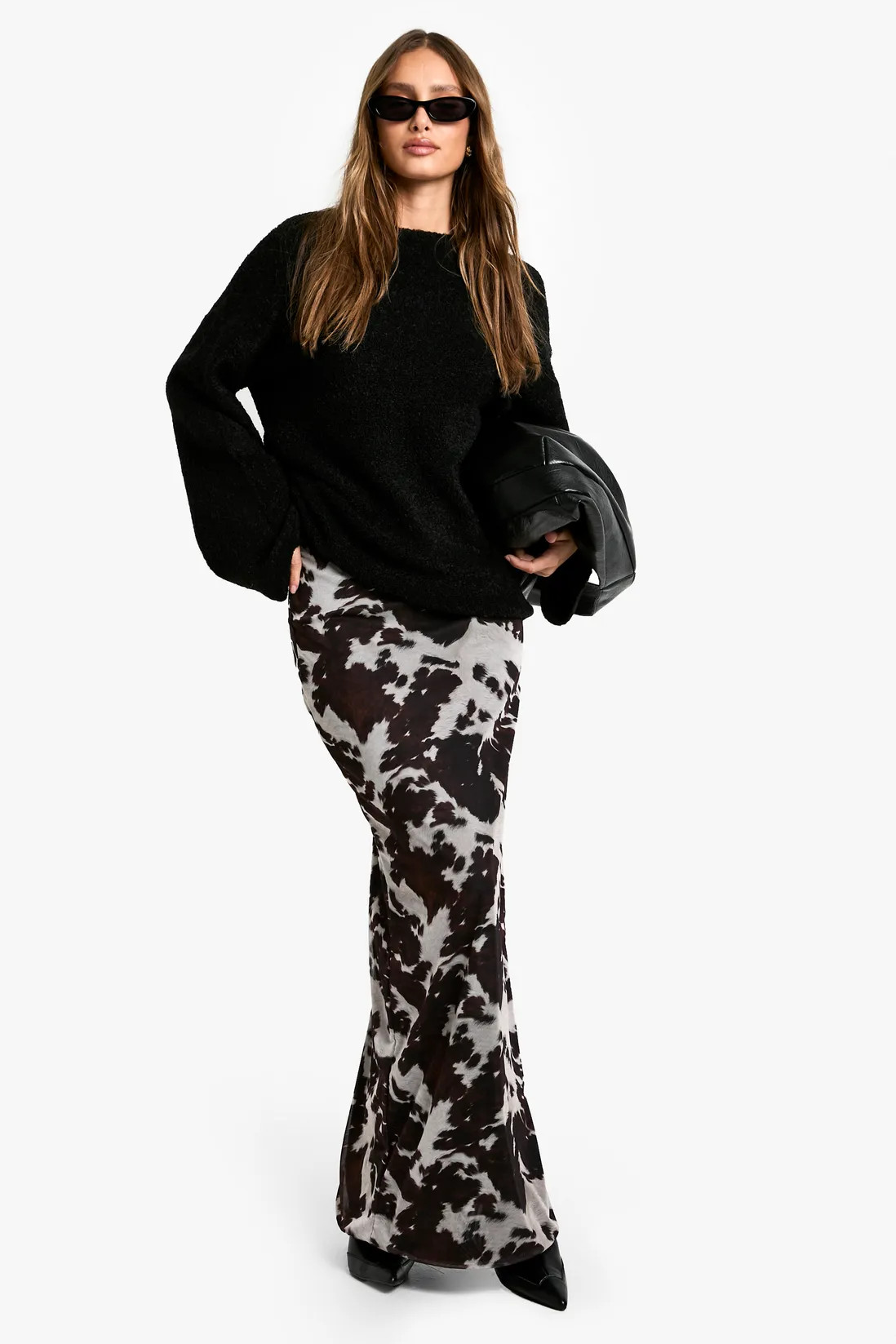 Cow Print Mesh Maxi Skirt | boohoo (US & Canada)