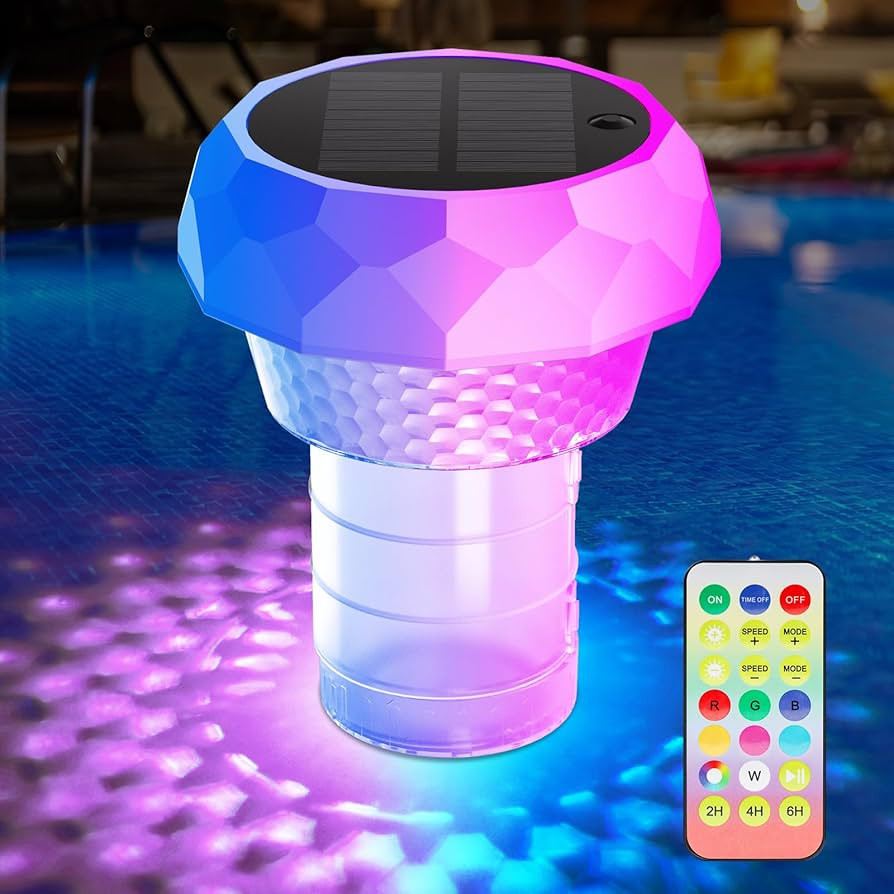 2 in 1 Pool Chlorine Floater Solar Pool Light - Chlorine Tablet Floater with Colorful Lights, Flo... | Amazon (US)