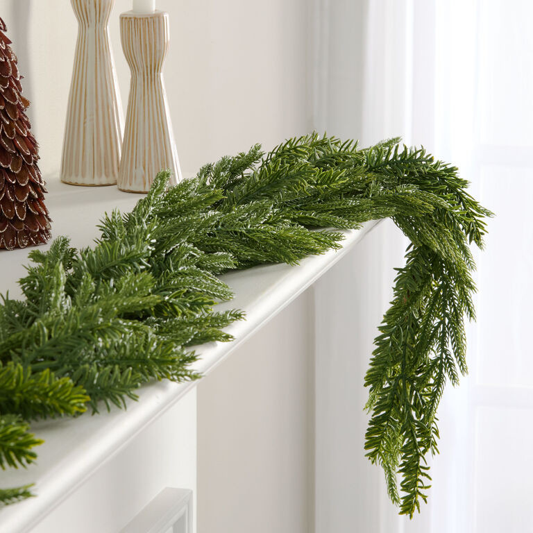 Green Soft Touch Mixed Faux Pine Garland | World Market