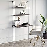 Nathan James Theo 2-Shelf Industrial Wall Mount Ladder Table, Small Computer or Writing Desk, Nutmeg | Amazon (US)