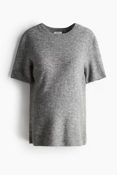 H & M - MAMA Top à manches courtes en maille fine - Gris | H&M (FR, IT, ES, PT, BE)