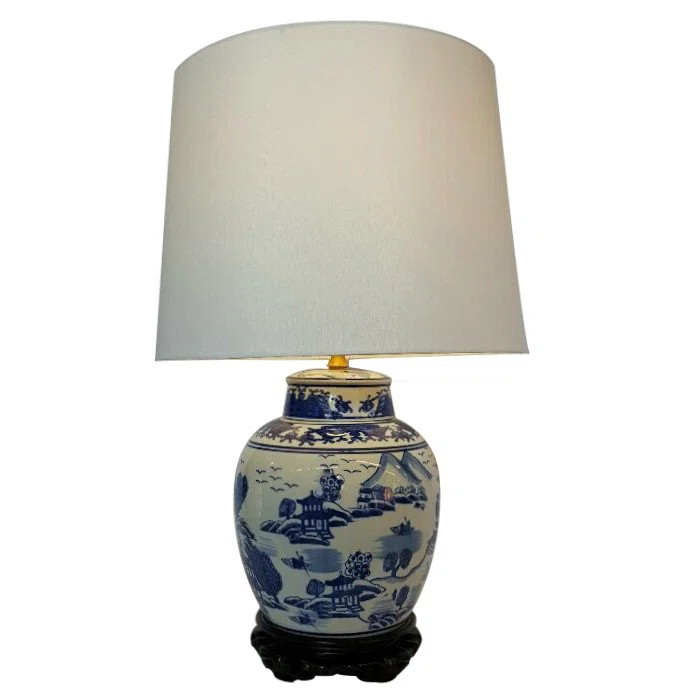 Blue and White Oriental Porcelain Table Lamp | Wayfair North America