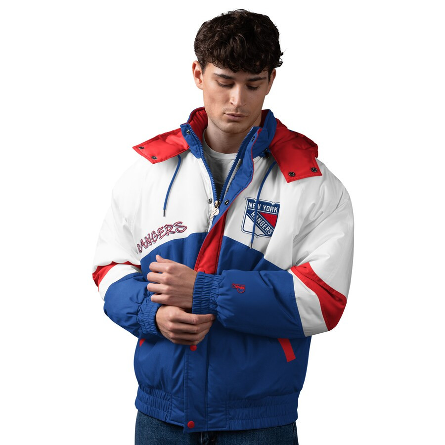 Men's New York Rangers Pro Player Royal Shoulder To Shoulder Full-Zip Hoodie Jacket | NHL Shop