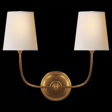 Vendome Wall Sconce, 2-Light, Hand-Rubbed Antique Brass, Natural Paper Shade, 14"H (TOB 2008HAB-N... | Lighting Reimagined