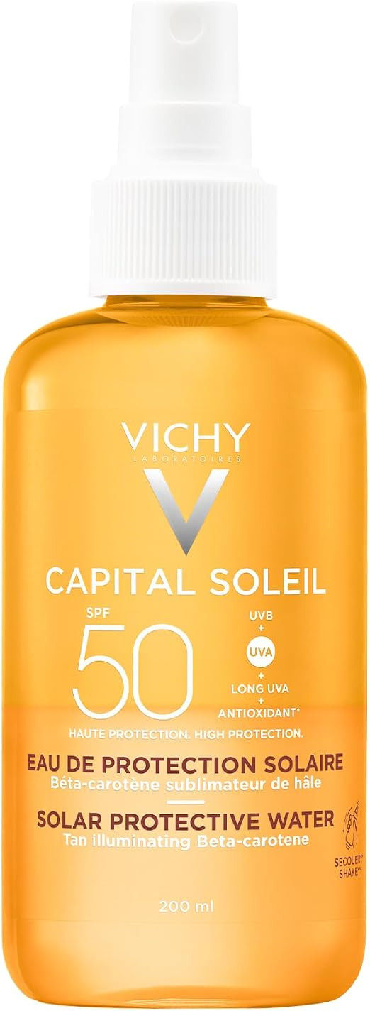 Vichy Capital Soleil Tan Illuminating Solar Protective Water SPF50 For All Skin Types, 200ml | Amazon (UK)