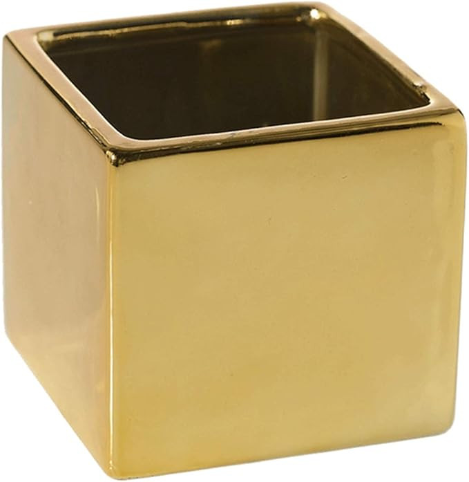 WGV Ceramic Cube Vase Width 5.5" Height 5" (Fits 5" Pot) Elegant Modern Block Square Floral Plant... | Amazon (US)