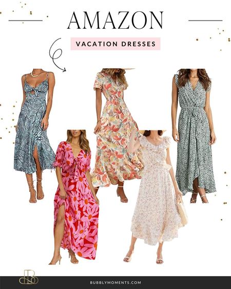 Amazon Vacation Dresses. Women's Fashion and Accessories. Outfit Ideas#LTKtravel #LTKfindsunder100 #LTKfindsunder50 #amazonfashion #womensfashion #vacationdress #summerdress #travel #floraldress

