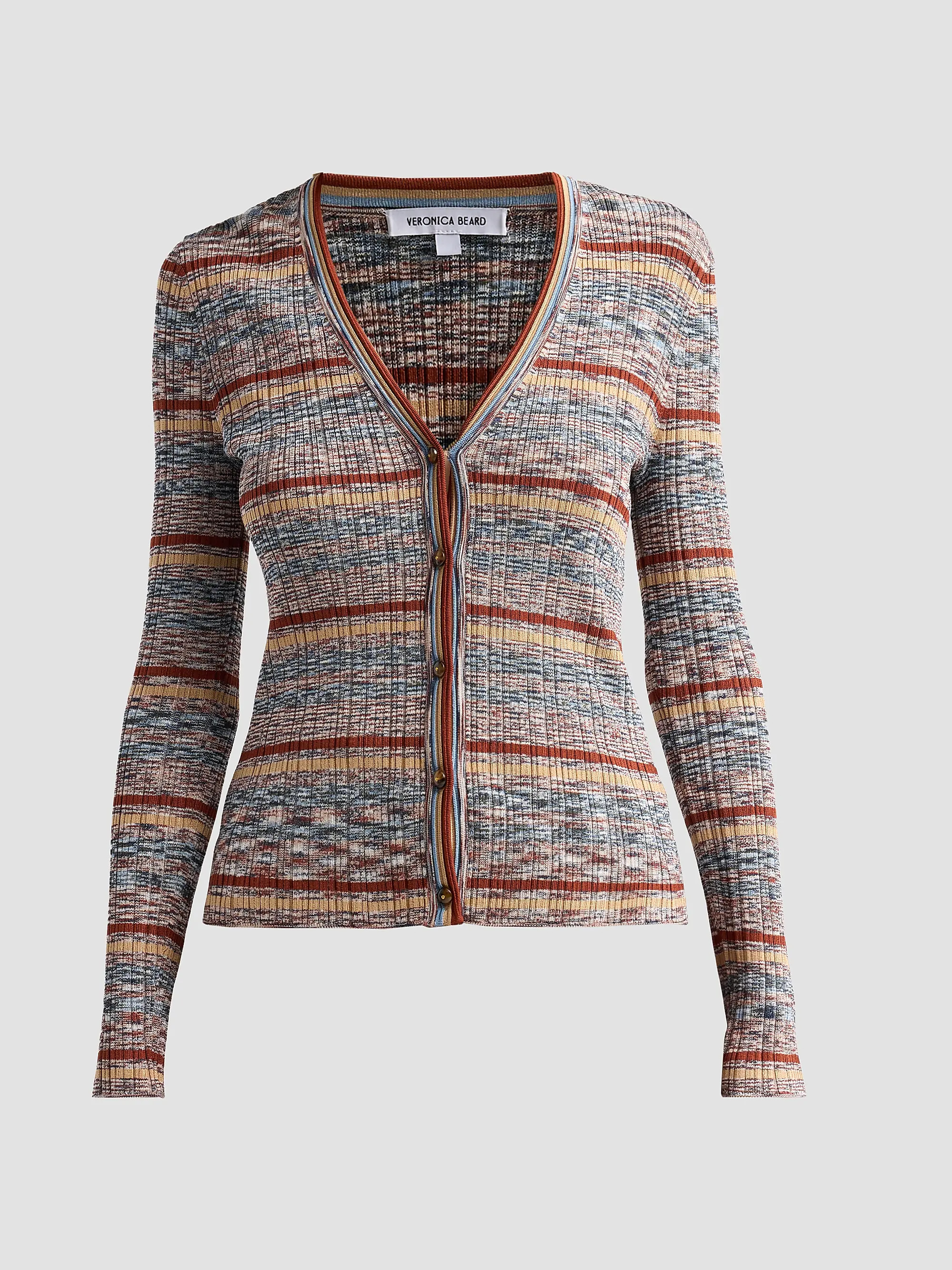 Calliope Striped Ribbed-Knit V-Neck Cardigan | Saks Fifth Avenue