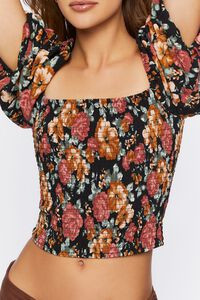 Floral Shirred Puff Sleeve Crop Top | Forever 21 (US)