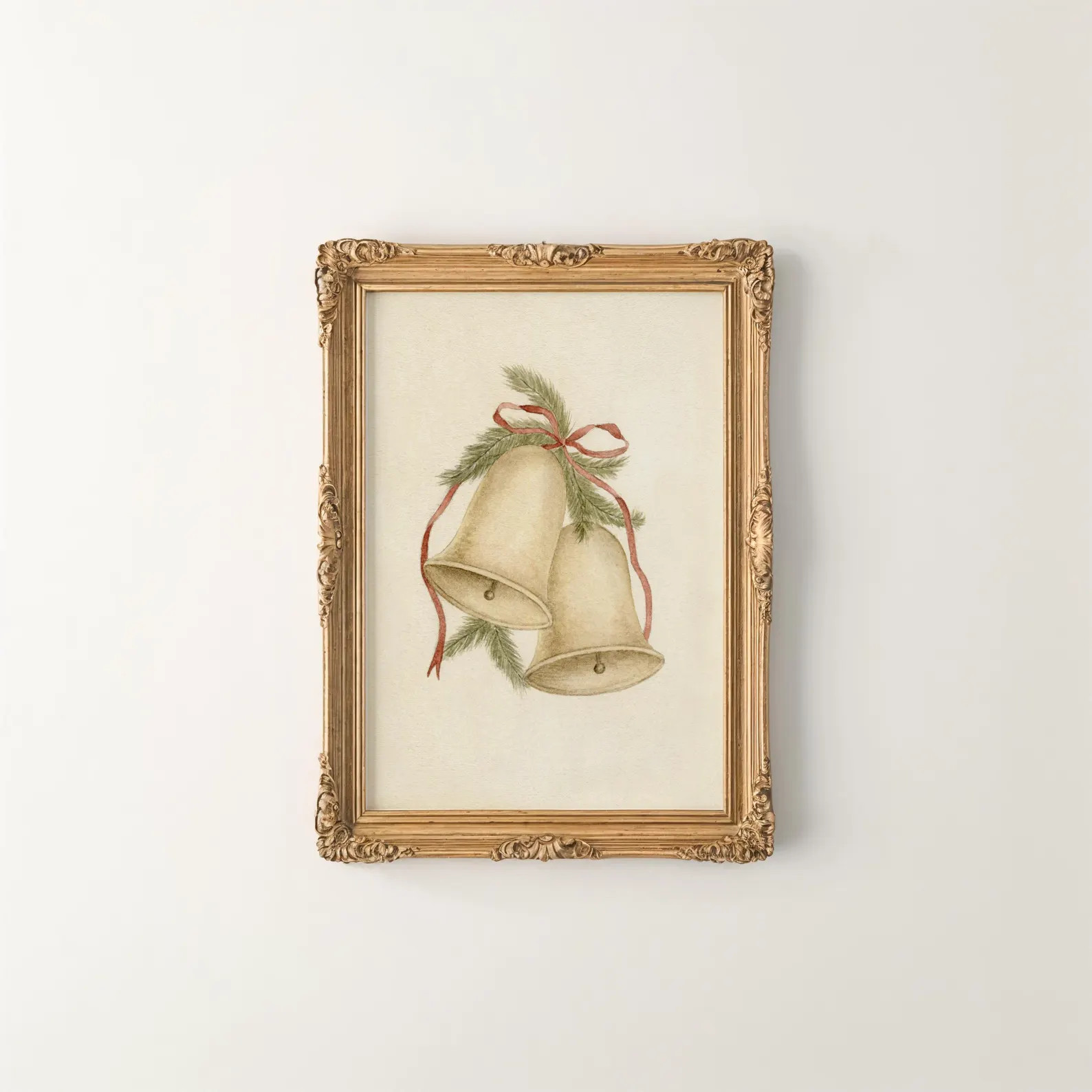 Christmas Bells Watercolor Print - Christmas Wall Art -  Vintage Christmas Painting | Etsy (US)