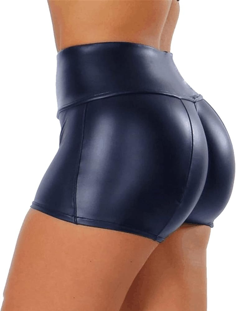 Tulucky Women's Flexible Club Faux Leather Shorts High Waisted Sexy Disco Short Hot Pants | Amazon (US)