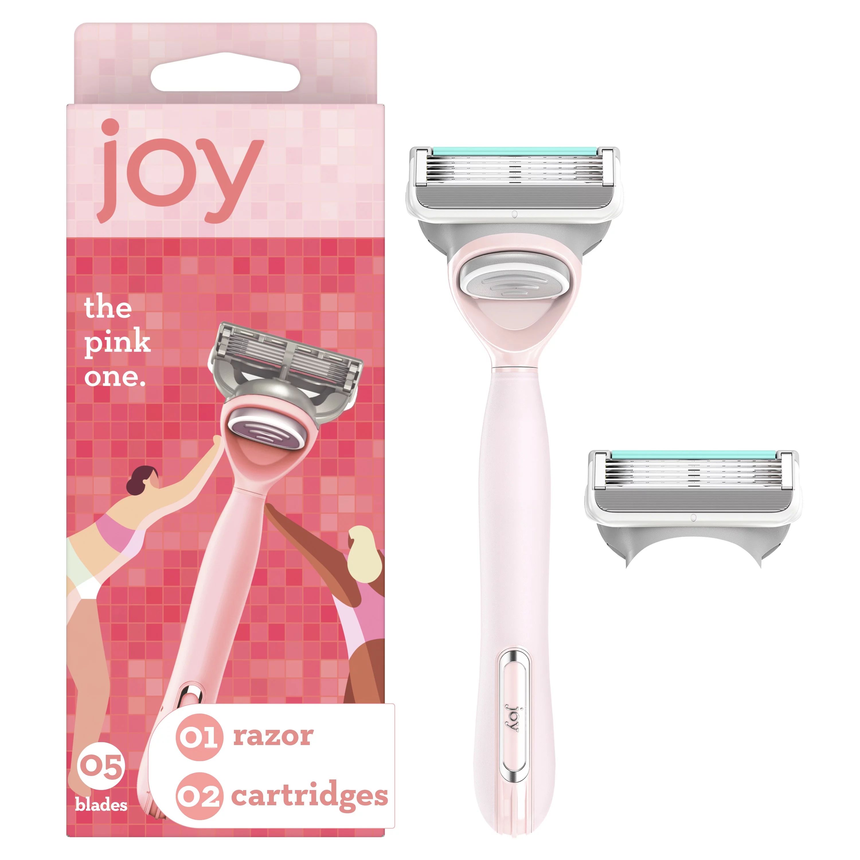 Joy Female Razor Handle and 2 Blade Refill Cartridges, Pink | Walmart (US)