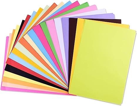 Colored Paper, Colored A4 Copy Paper, Crafting Decorating Cut-to-Size Paper 100 Sheets 20 Colors ... | Amazon (US)