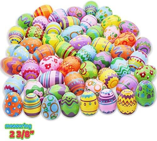 JOYIN 48 Pcs Plastic Printed Bright Easter Eggs 2.3" Tall for Easter Hunt, Basket Stuffers Filler... | Amazon (US)