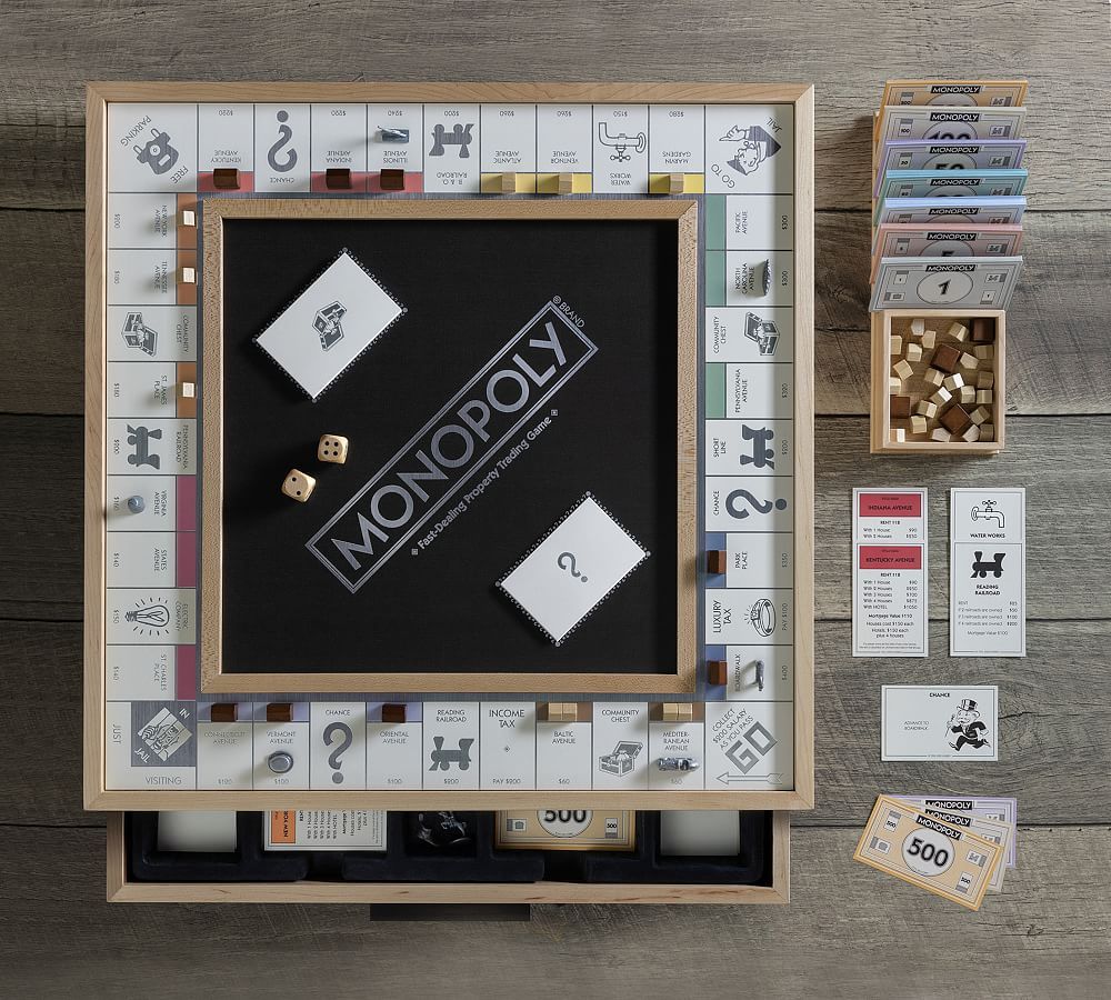 Wooden Monopoly Board Game - Maple Luxury Edition | Pottery Barn (US)