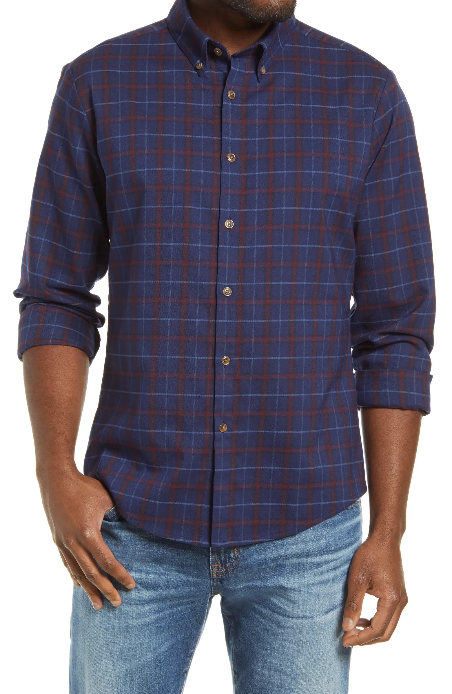 Mizzen + Main Plaid Twill Performance Button-Down Shirt | Nordstrom