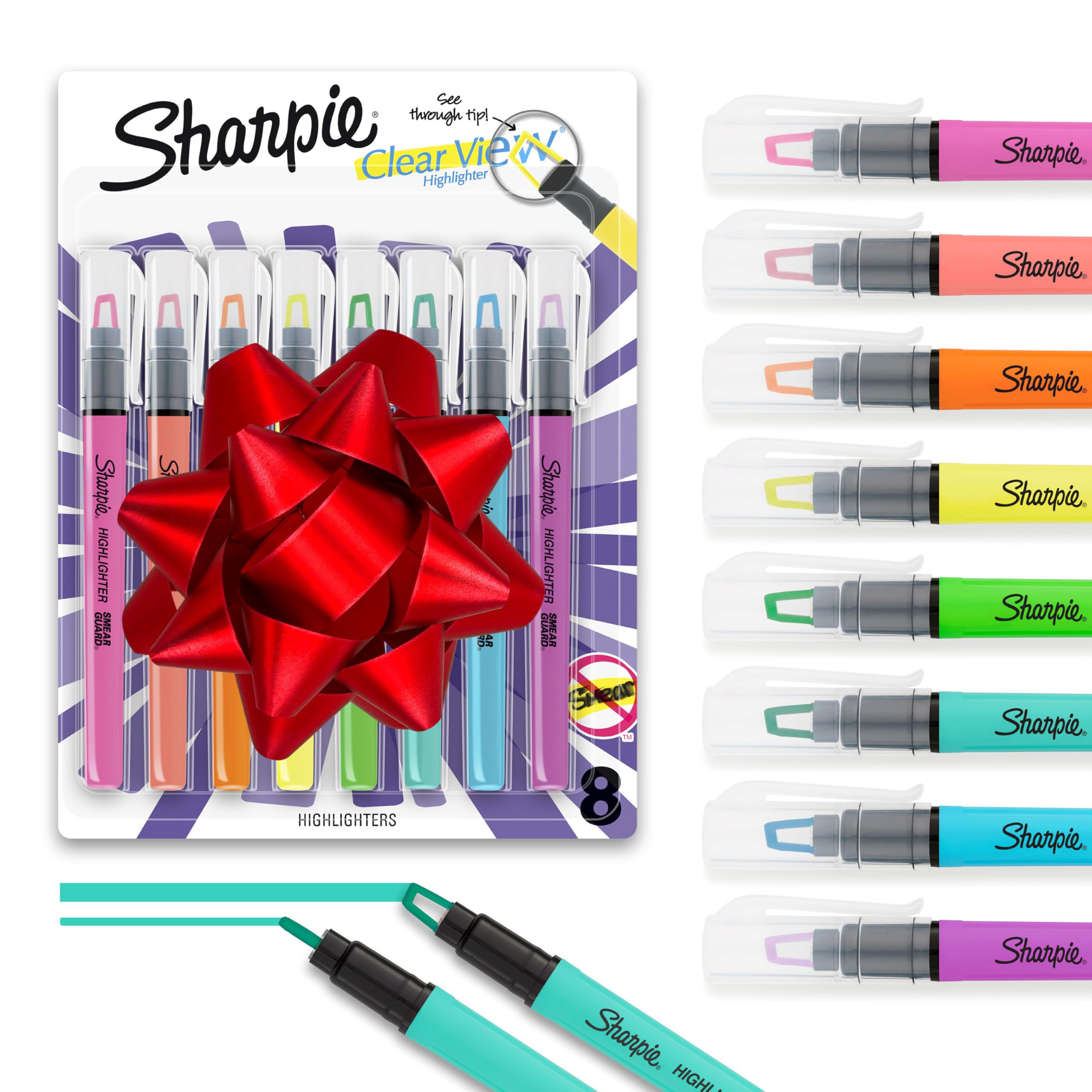 Sharpie Clear View Highlighter Sticks, Chisel Tip, Assorted Fluorescent, 8 Count - School, Home, ... | Amazon (US)