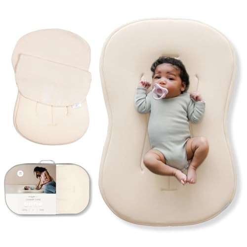 Snuggle Me® Baby Lounger Curve (0-6 Months) - Premium Organic Cotton with Foam Core, Machine-Washable Cover, Buttery-Soft & Breathable Infant Lounger with Travel Bag (30 in x 20 in x 1.9 in) - Natural | Amazon (US)