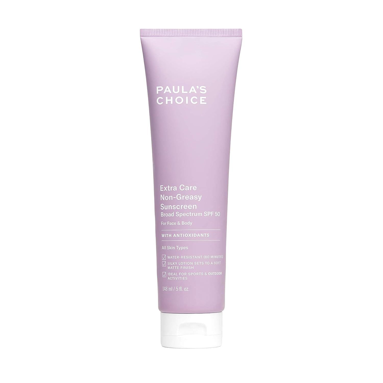 Paula's Choice Extra Care Non Greasy, Oil Free Face & Body Sunscreen SPF 50, UVA & UVB Protection... | Amazon (US)
