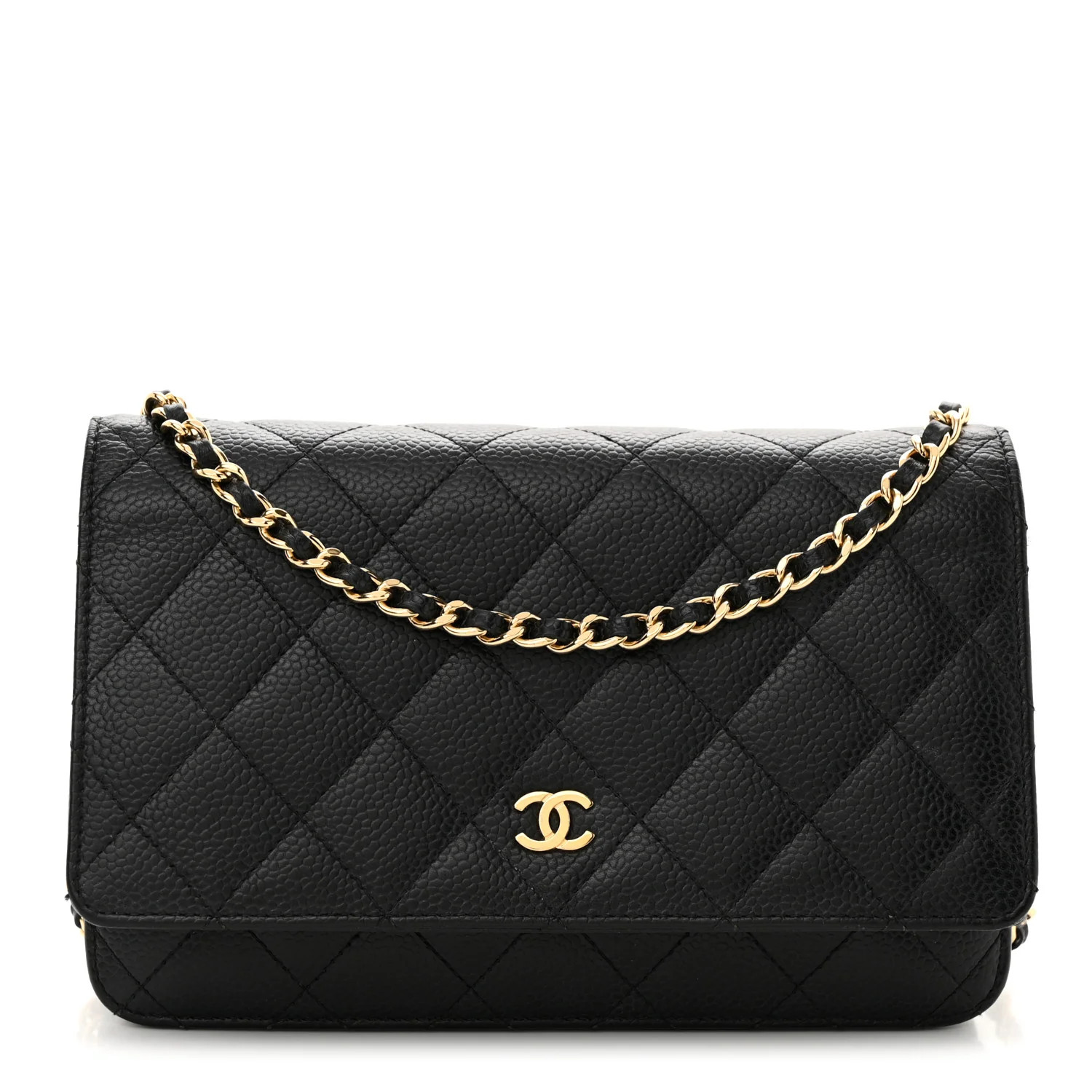 Caviar Quilted Wallet on Chain WOC Black | FASHIONPHILE (US)