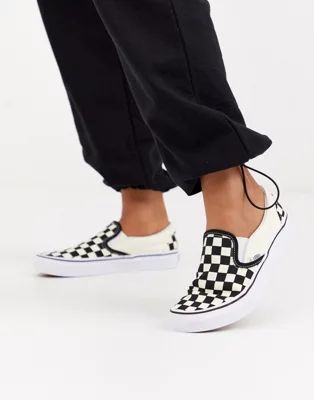 Vans Classic Slip-On checkerboard sneakers in black and white | ASOS (Global)