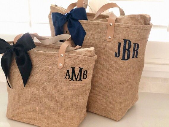 Personalized Beach Bag New Style Monogrammed Jute Burlap Tote | Etsy | Etsy (US)