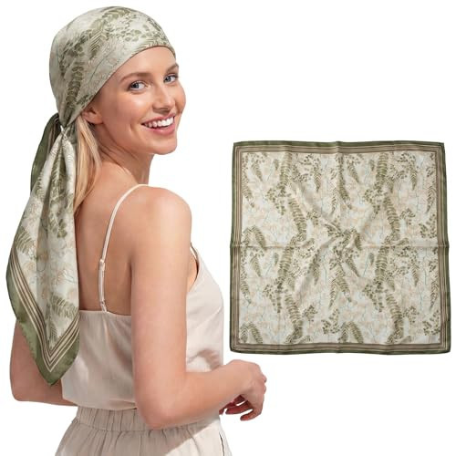 RIIQIICHY 35 Inches Head Scarf for Women Silky Feel Hair Wrapping Square Printed Scarves Top Bag Accessory | Amazon (US)