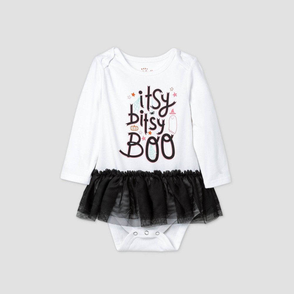 Baby Girls' 'Itsy Bitsy Boo' Tutu Bodysuit - Cat & Jack White 0-3M | Target