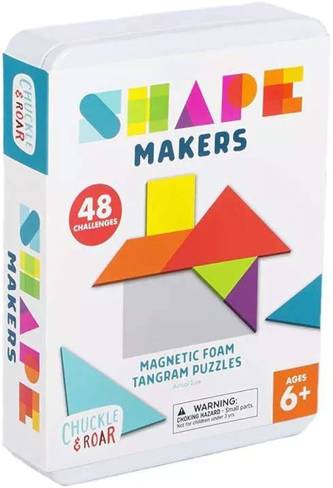 Chuckle & Roar - Shape Makers - Tangram Puzzle for Kids 3 and up - Magnetic Foam Blocks with Tray... | Amazon (US)