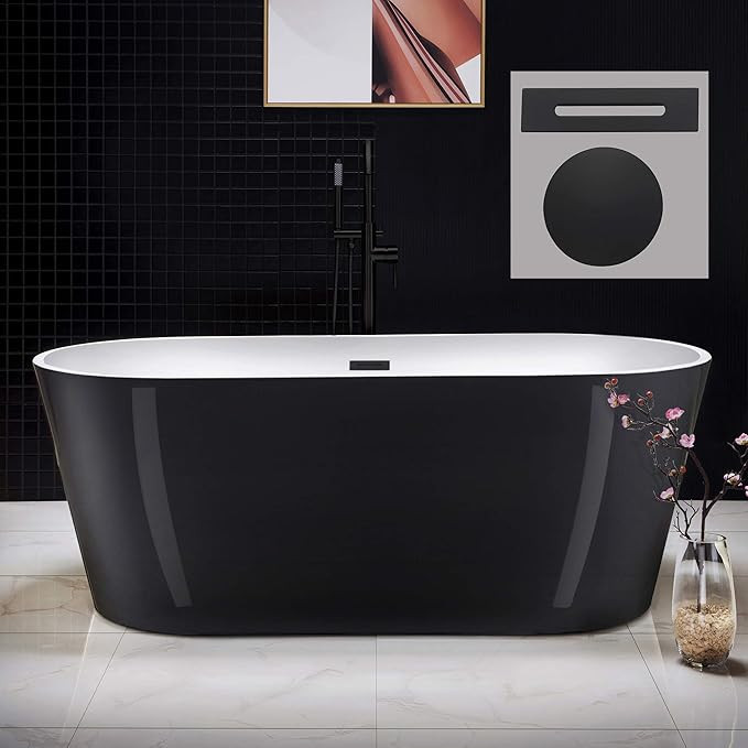 WOODBRIDGE 67" Freestanding Acylic Soaking Bathtub with White, Drain and Overflow in Matte, BTA18... | Amazon (US)