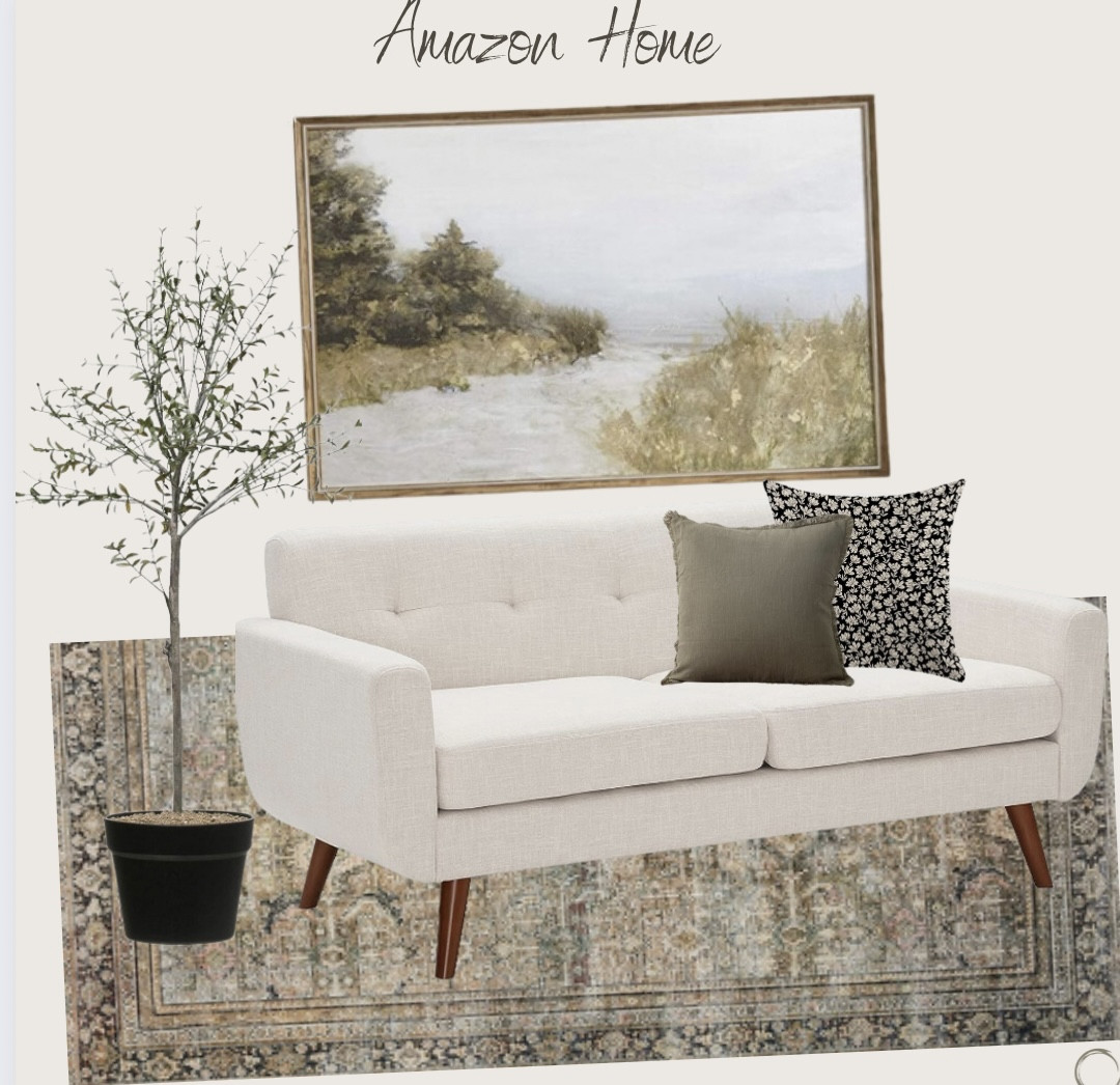 Amazon Home - earthy colors: Beige sofa, Green and brown rug and sofa pillows

#LTKhome #LTKstyletip