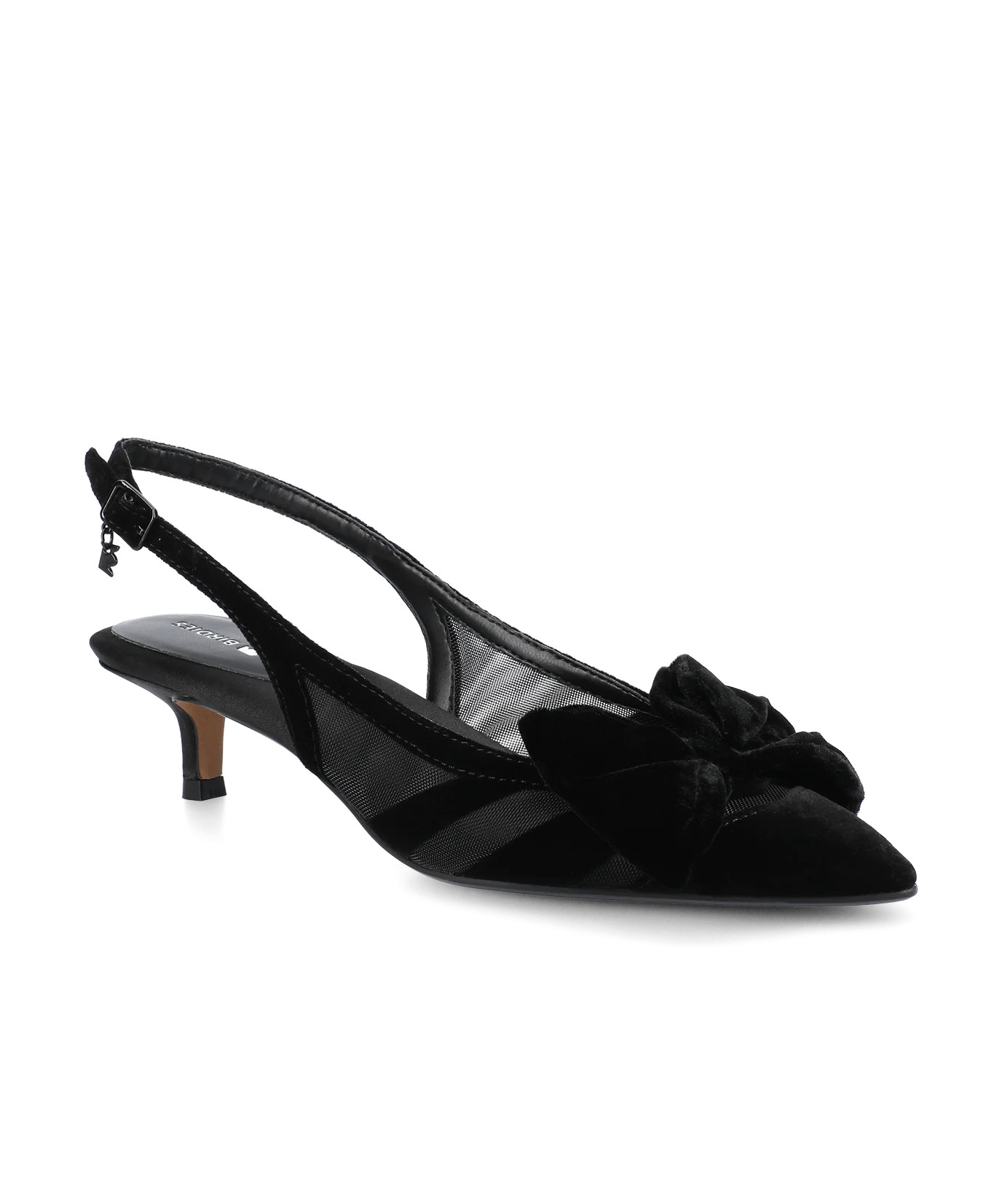 The Goldfinch Kitten Heel - Black Velvet Mesh | Birdies
