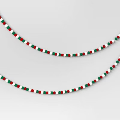 3ct 6' Mini Pom Poms Christmas Tree Garland Red/Green/White - Wondershop™ | Target